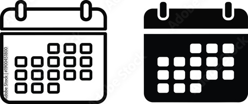 Calendar icons in black and white