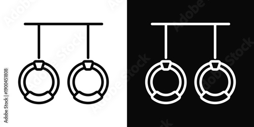 Gymnastics rings Icon White And Black Background Style