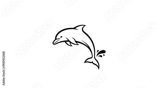Elegant monochrome dolphin illustration conveys aquatic grace and vitality in minimalist design