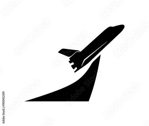 Modern Spacecraft Launching Silhouette Vector Art