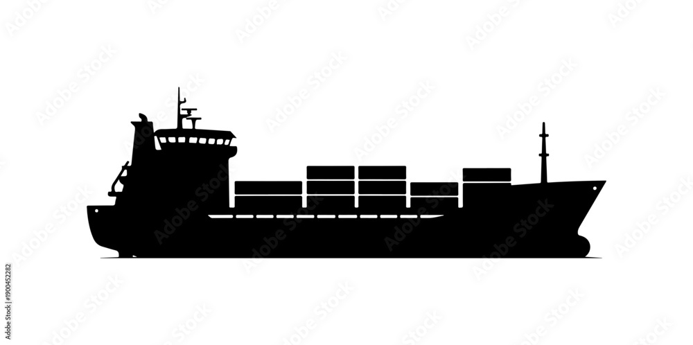 Obraz premium Modern Cargo Ship Vector Silhouette