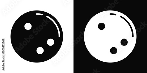 Bowling ball Icon White And Black Background Style