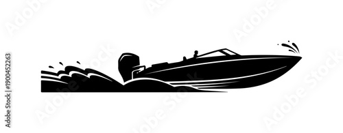 Speedboat Silhouette Vector Art - Dynamic Watercraft Design