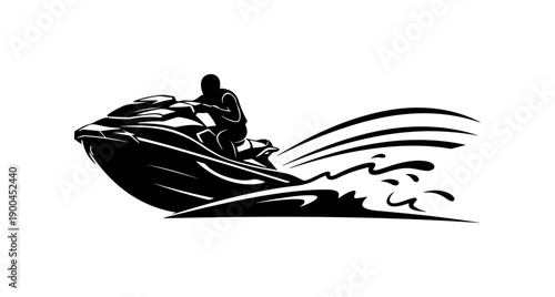 Dynamic Jet Ski Silhouette Vector Art