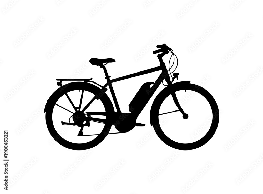 Fototapeta premium Modern Electric City Bike Vector Silhouette