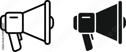 Megaphone icons in black and white