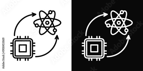 Quantum Sensor Icon White And Black Background Style