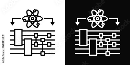 Quantum Circuit Icon White And Black Background Style