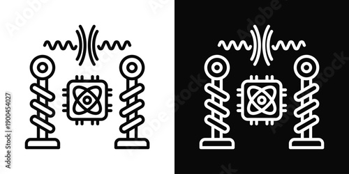 Quantum Resonance Icon White And Black Background Style