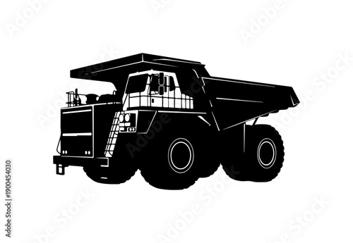 Black Vector Silhouette of Large Mining Dump Truck