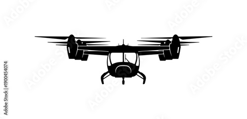 Modern Hexacopter Drone Vector Silhouette