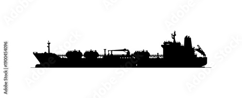 Modern Cargo Ship Vector Silhouette Illustration