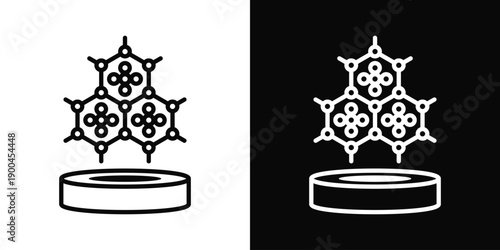 Quantum Material Icon White And Black Background Style