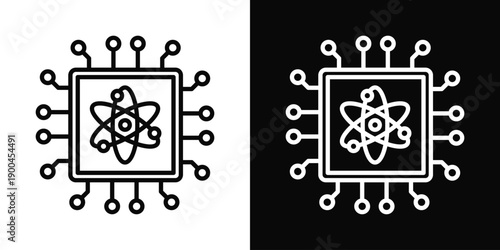 Quantum Processor Icon White And Black Background Style