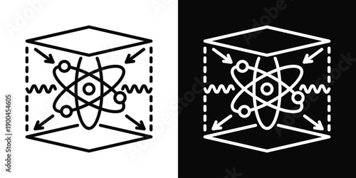 Quantum Electromagnetism Icon White And Black Background Style