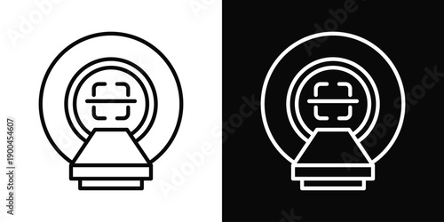 Quantum Resonance Imaging Icon White And Black Background Style