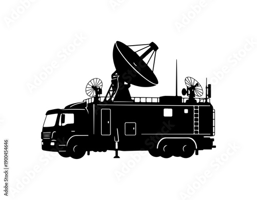 Satellite Communication Truck Vector Illustration