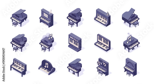 A collection of various horse-drawn carriages in a simplified graphic style, showcasing different designs and colors.