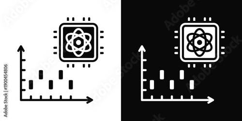 Quantum Algorithm Icon White And Black Background Style