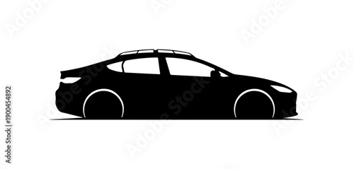 Black Vector Silhouette of Modern Sedan Car