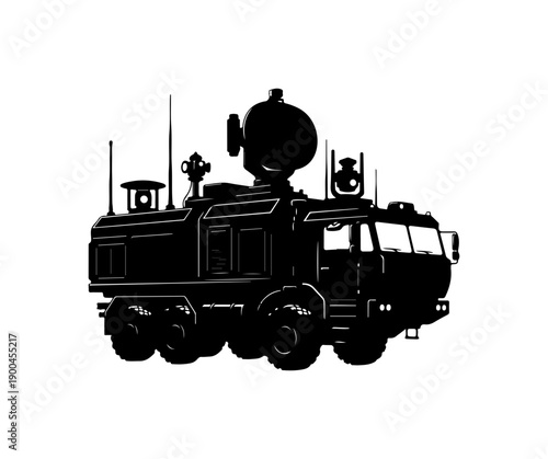 Vintage Military Rail Vehicle Silhouette Vector Art