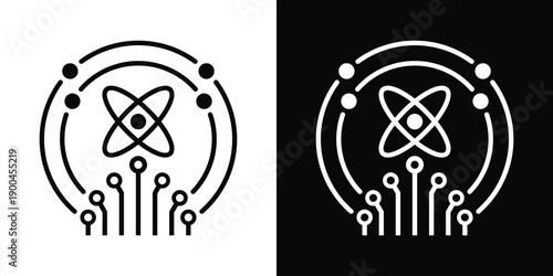 Quantum Photonics Icon White And Black Background Style