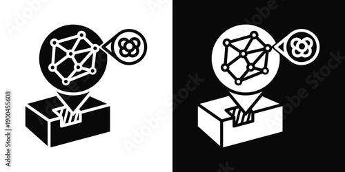 Quantum Neutrino Detection Icon White And Black Background Style
