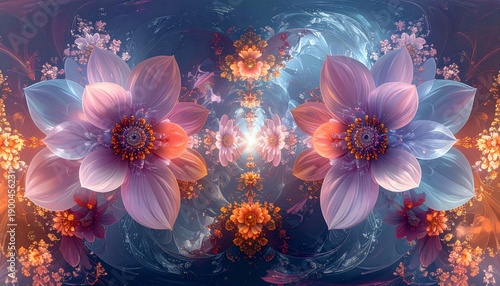 Vibrant Floral Fantasy with Pink and Orange Blooms.