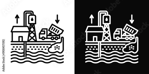 Toxic Gas Leak Icon White And Black Background Style
