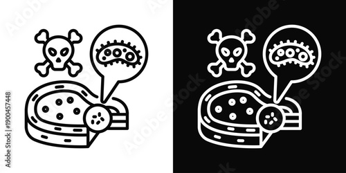 Contaminated Hospital Equipment Icon White And Black Background Style
