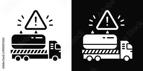 Toxic Waste Barrel Icon White And Black Background Style