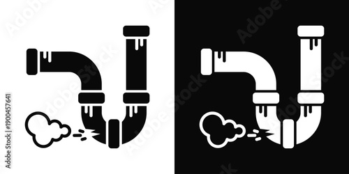 Radioactive Leak Icon White And Black Background Style