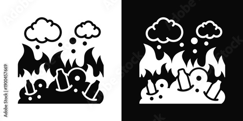 Water Pollution Icon White And Black Background Style