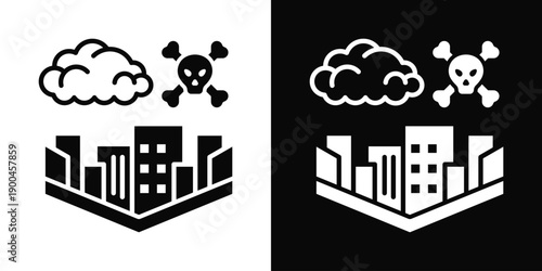 Waste Dump Site Icon White And Black Background Style