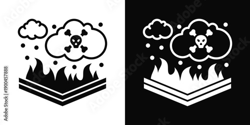 Contaminated River Icon White And Black Background Style