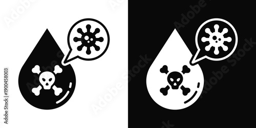 Heavy Metal Contamination Icon White And Black Background Style