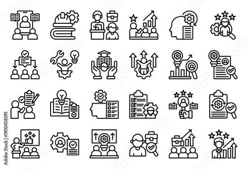 Reskilling Icon Collection Set. Clean Outline Icon Vector Illustration.