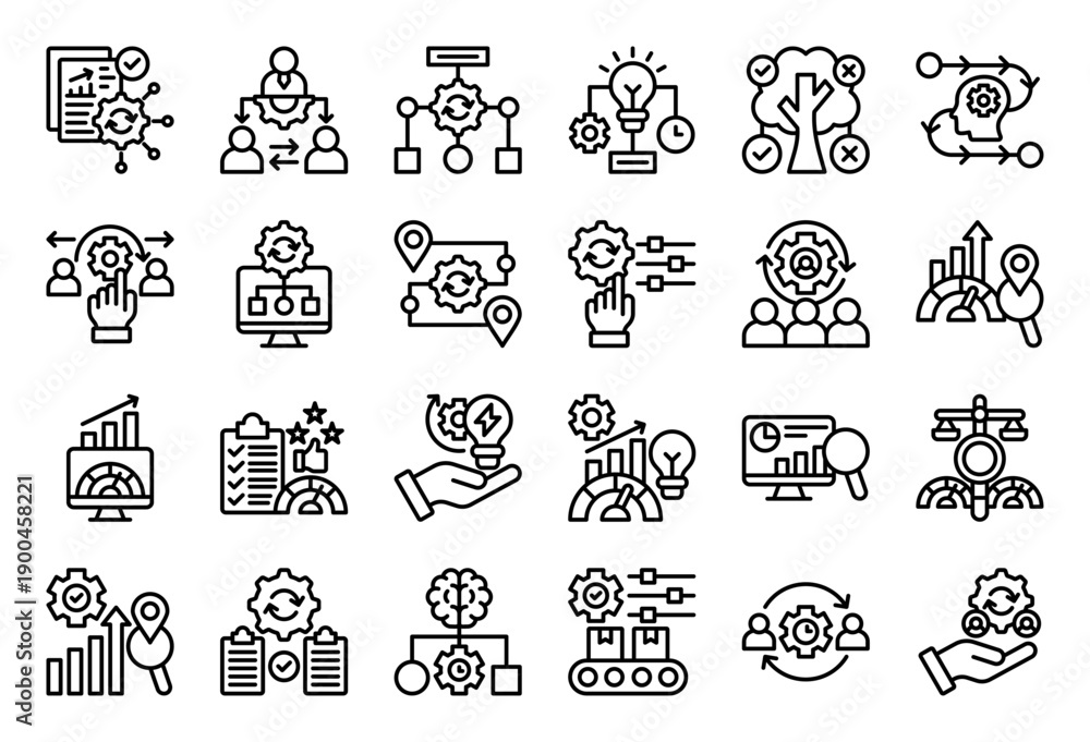 Obraz premium Bpm Icon Collection Set. Clean Outline Icon Vector Illustration.