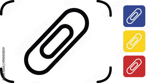 Simple icon design illustrating a paperclip symbol with colorful variations for document attachment needs