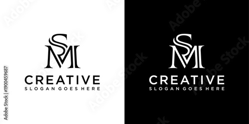 SM or MS initial letter logo design vector