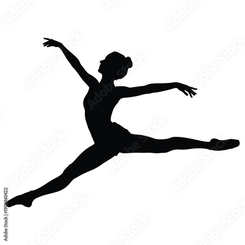 Silhouette of ballerina leaping gracefully in mid-air
