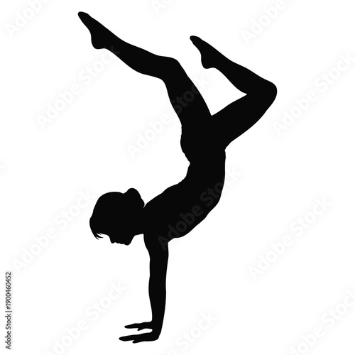 Gymnast performing handstand pose silhouette