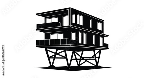 Modern house design with geometric shapes a striking silhouette