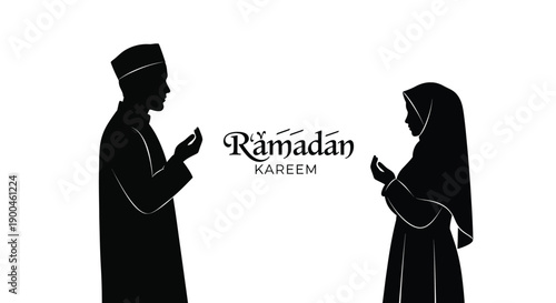 Muslim couple in prayer during ramadan a striking silhouette