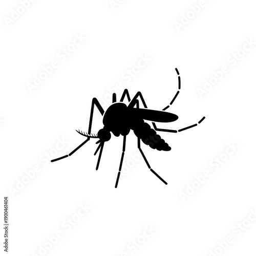 Single vector icon of mosquito silhouette, World Malaria Day theme,