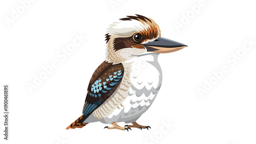 Cartoon Kookaburra Bird Illustration. Cute Australian wildlife vector art, isolated on white background.