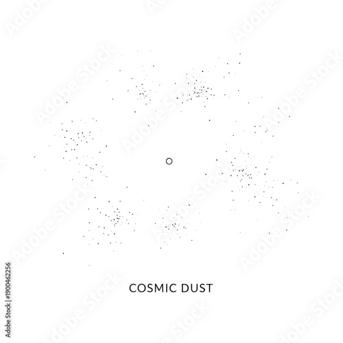 Swirling cosmic dust particles float in a minimalist ethereal space radiating a sense of mystery and wonder against a pristine white backdrop perfect for celestial or dreamy designs