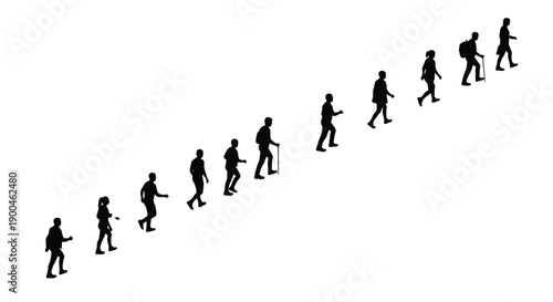 People Silhouettes Climbing Upwards for Success and Progress