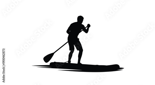 Stand up paddleboarding scene with a dark striking silhouette