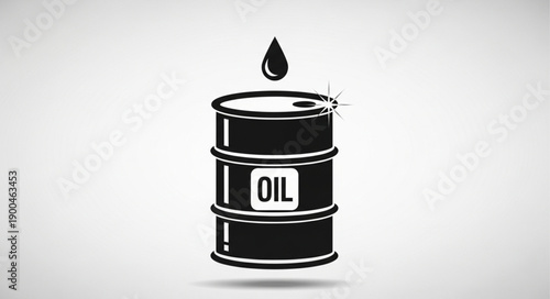 Black oil barrel with a drop of oil falling from above.